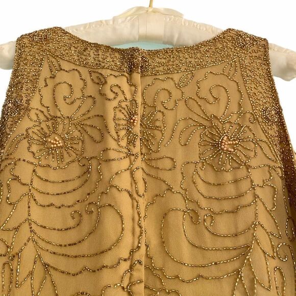Vintage Gold Beads in Floral Design Sleeveless Top - Picture 8 of 12